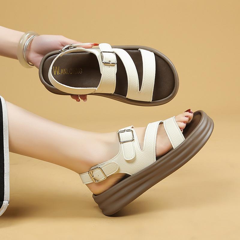 Summer Belt Buckle Thick Bottom Sandals Female Casual Comfortable Beach Sandals Children Fashion Women Summer Shoes Breathable for Hot Weather