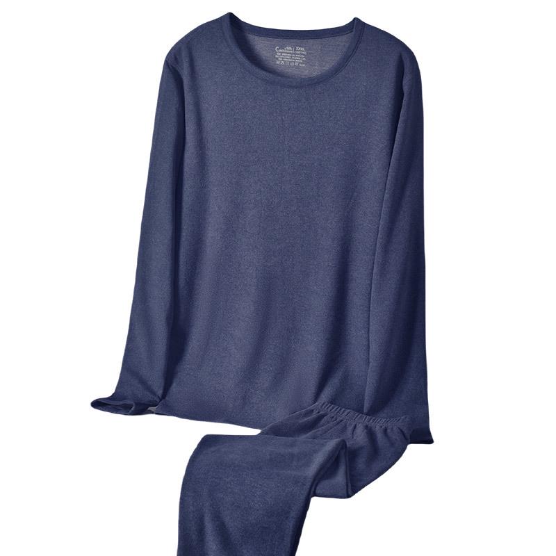 Yuyue Men's Silk Thermal Underwear Set: Spring/Autumn German Cashmere Velvet Top & Pants, Large Size.