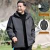 Men’s Three-In-One Windbreaker: Plus Velvet Detachable Jacket for Middle-Aged and Elderly – Perfect for Spring and Autumn.