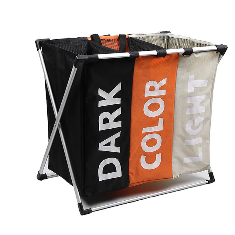 Shushi Oxford Cloth Waterproof Laundry Basket with Compartments and Foldable Design