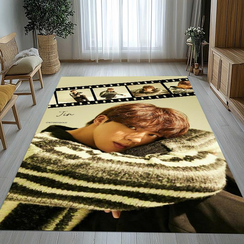 Kim Seok Jin Kpop B-BTS Living Room Non-Slip Area Rug Soft Carpet for Bedroom Kids Playroom Sofa,Home Decor Doormat Gift