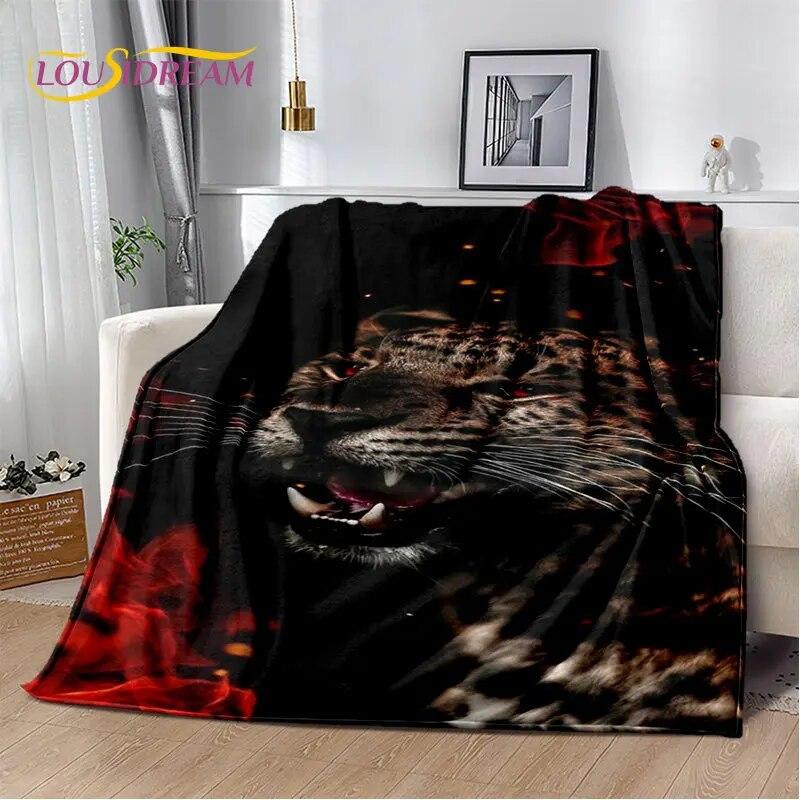 3D Animal Leopard Cheetah Cartoon Beast Soft Plush Blanket,Flannel Blanket Throw Blanket for Living Room Bedroom Bed Sofa Picnic