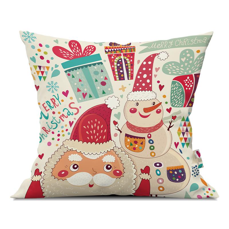 Merry Christmas Pillowcase Cartoon Printing Office Sofa Lumbar Pillow Cover for Home