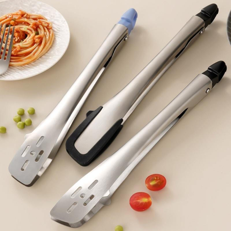2 Piece Multipurpose Rustless steel Cooking Tongs Slip Polystyrene Grip Heatproof For Roasting Serving