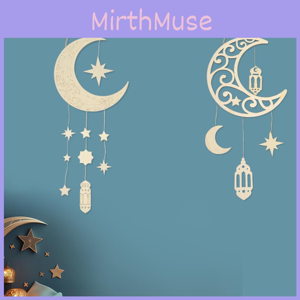 Captivating Eastern Middle Star Moon Wooden Decorative Pendant For Stylish Home Settings