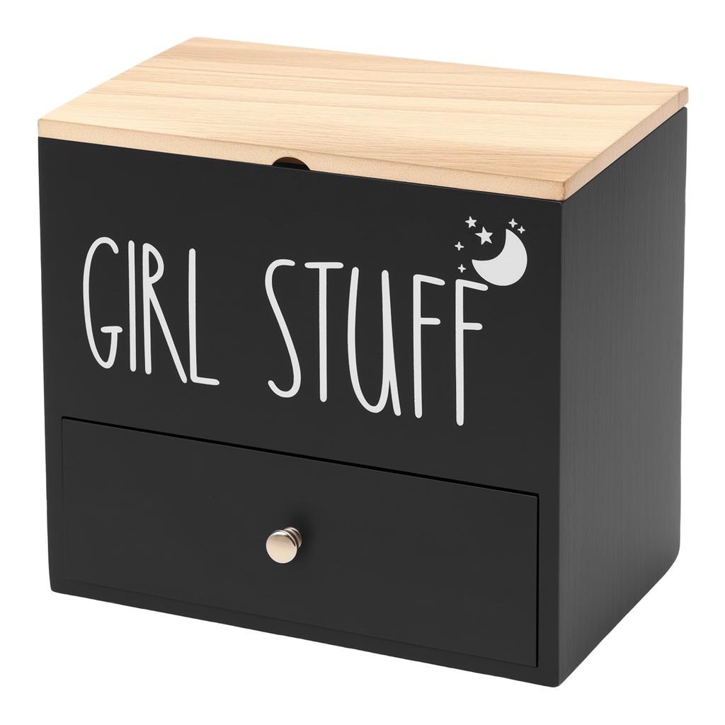 Tamponhalter aus Holz mit Schublade und Deckel Badezimmer Tampon Aufbewahrungsbox Große Kapazität Staubdicht Damenhygieneartikel Organizer