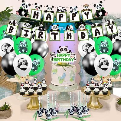 Panda Birthday Party Supplies Happy Birthday Banner Balloons Cake Decorations Panda-Themed Party Decorations