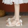 2025 Summer New Versatile Non-slip Fairy Style with Skirt One-word Belt Sandals Pearl Chain Fashionable Flat Female