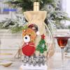 Christmas Wine Bottle Bag with Drawstring Santa Claus Reindeer Snowman Bear Burlap Wine Bottle Gift Bag Cover Christmas Holiday Wine Bottle Decoration
