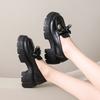 Black Platform British Style Heightening Small Leather Shoes Summer and Autumn New Japanese Round Head Versatile Lace-up Retro
