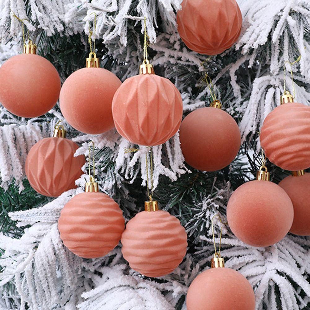 12pcs 6cm Christmas Tree Ball Pendant Flocked Xmas Tree Ornaments Christmas Spheres  New Year Noel