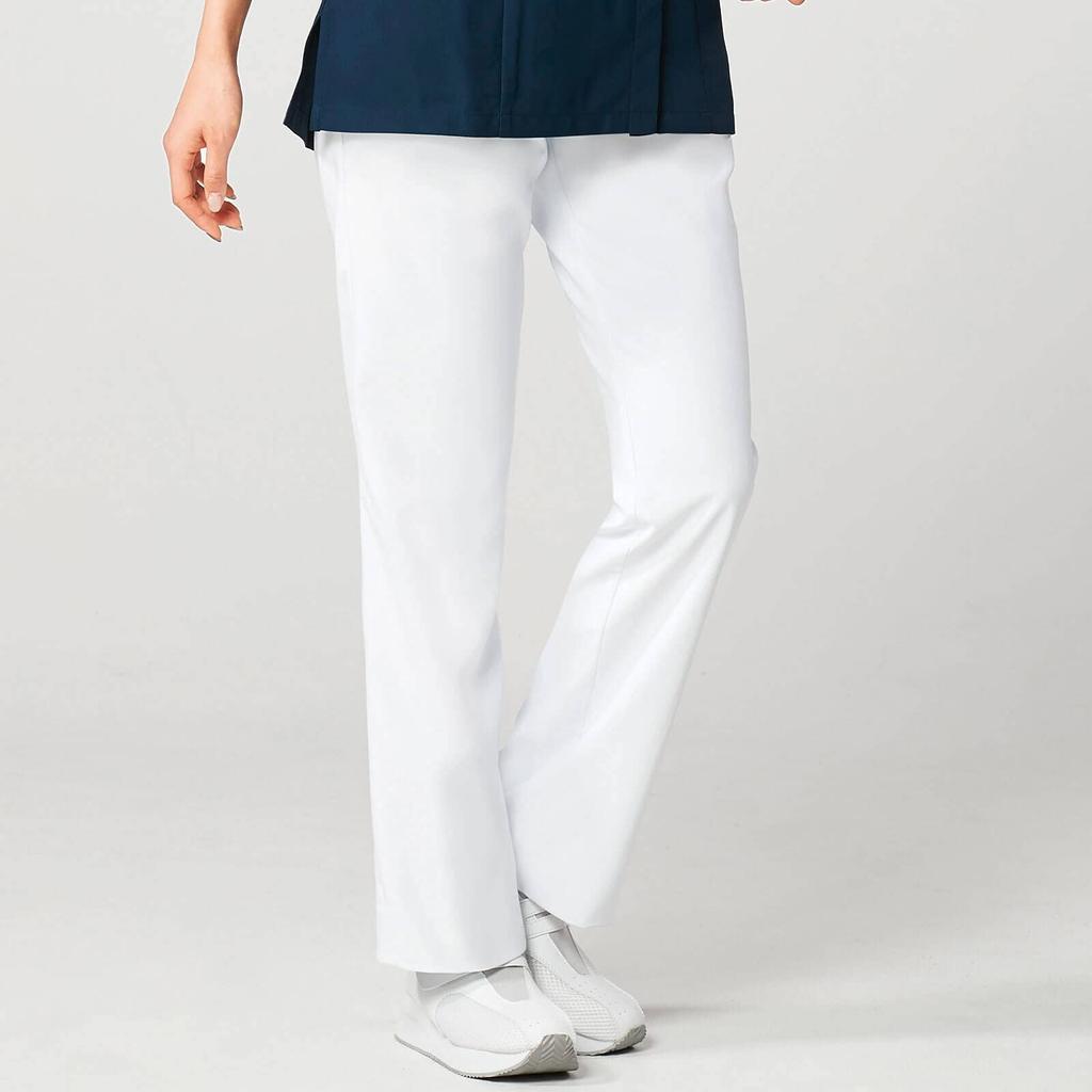 Anfamie Nurse Pants, Back Lacquer, Loose Fit, Slim Fit, Quick-Drying, Anti-Static, Slimming, Women's, White, Size M