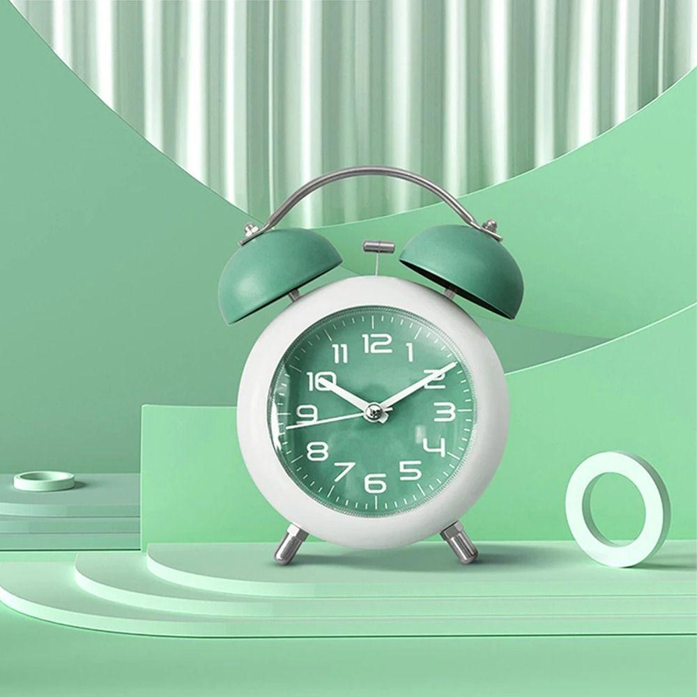 4-Inch Table Clock with Backlight Bedroom Desktop Clock Twin Bell Alarm Clock  Student Children