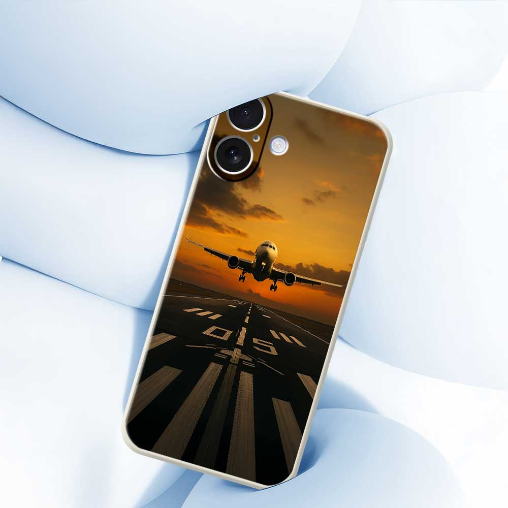 For iPhone 17 Case Airplane Pattern Printing Straight Edge TPU Phone Back Cover