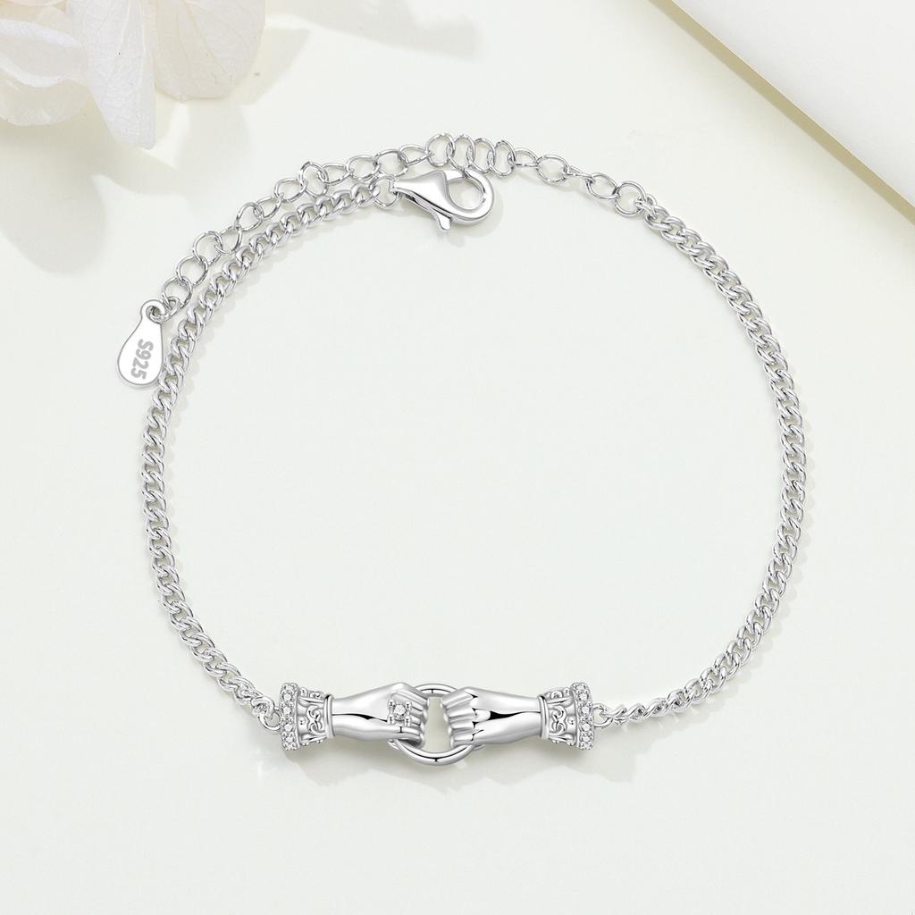 Orstarry S925 Silver Bracelet Chain Lucky Hand Rose Infinite Love Bow Bracelet Chain Charms Jewelry Gift For Women