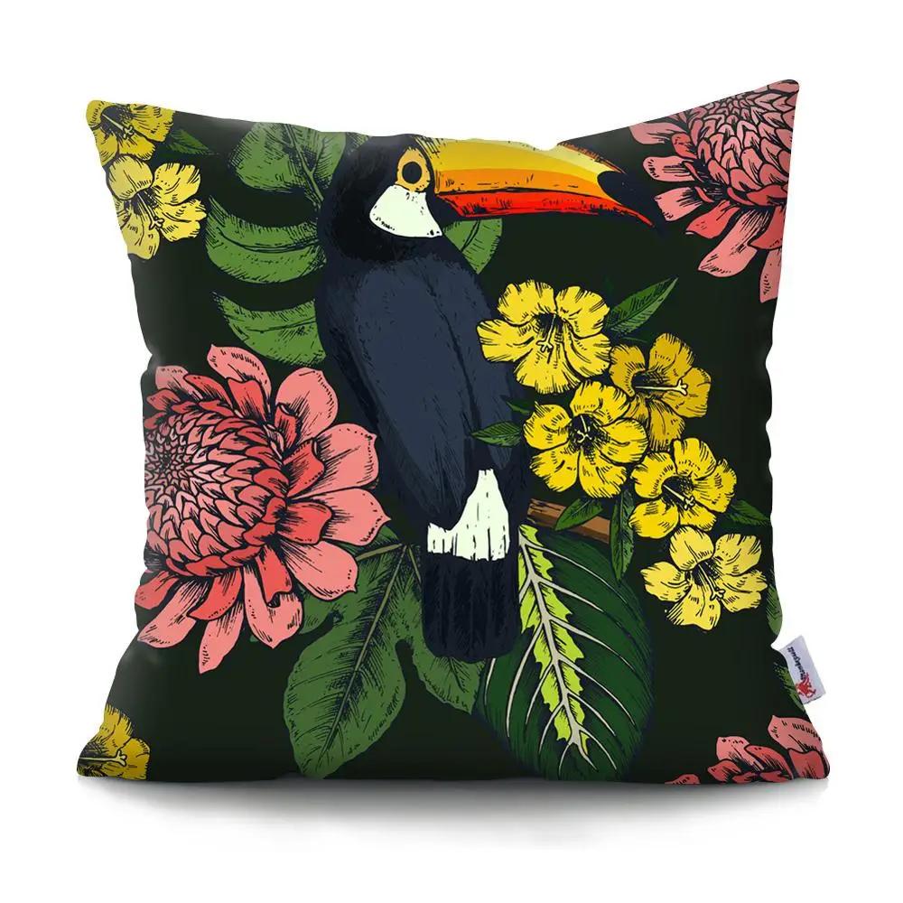 45x45CM Tropical Plant Parrot Print Pattern Cushion Cover for Home Living Room Sofa Decoration Pillow