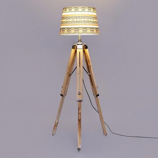 Tripod Floor Lamp Teak Wood Nautical Corner Lamp Without Shade Home Decor