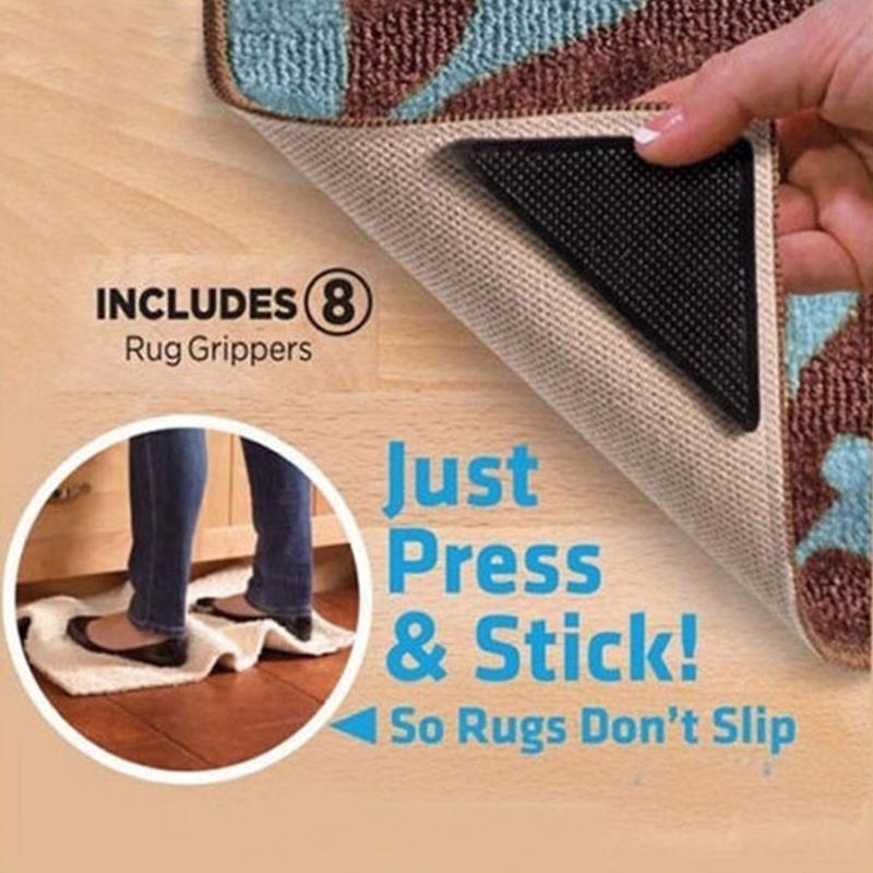 4 Pcs Washable Silicone Rug Grippers Non Slip Carpet Corner Holders Reusable Eco Friendly Floor Mat Stabilizer For Bathroom Kitchen
