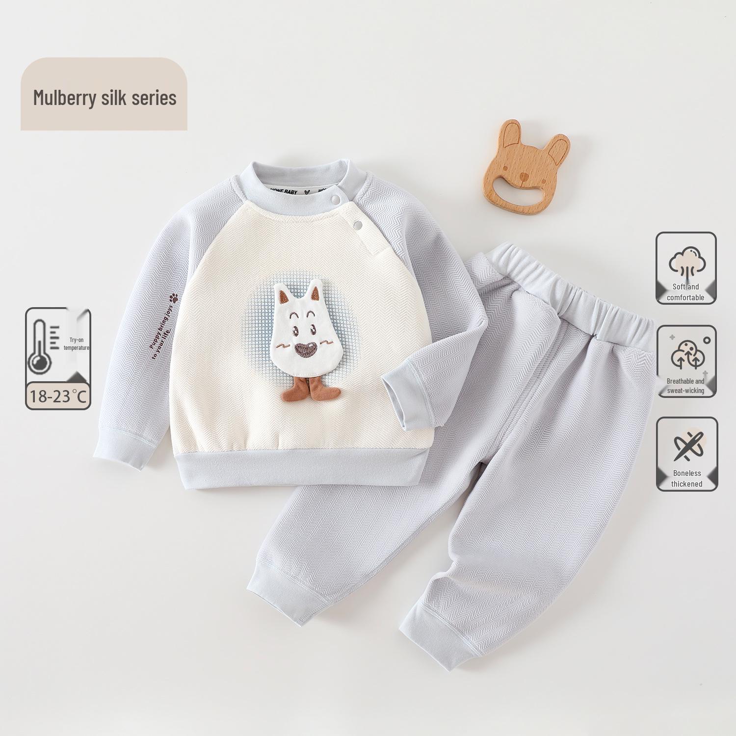 

Autumn-Winter Velvet-Thickened Baby & Kids Silk Hoodie Set 80 cm