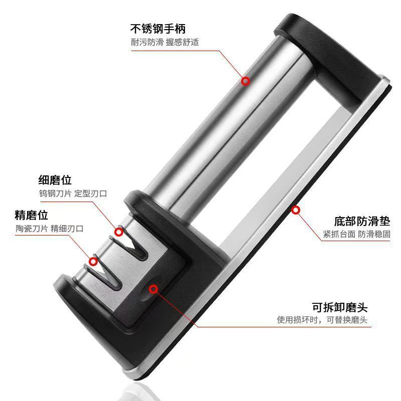 

Household Pipe Handle Sharpener Stainless Steel 2-in-1 Two-stage Quick Sharpening Multi-function Kitchen Knife Scissors Special Sharpeners