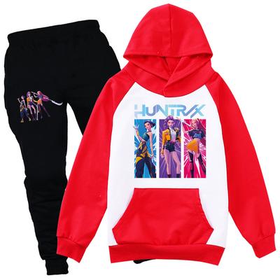 Kids Girls Anime Cartoon K-Pop Rumi Zoey Mira Printed Casual Long Sleeves Hoodies Pants Clothes Set