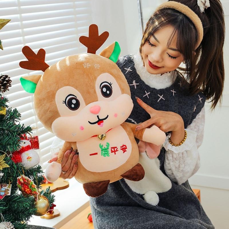 Christmas Plush Doll Christmas Stuffe Animal Toy Table Ornament Christmas Reindeer Plush Toy Gift for Women Girls