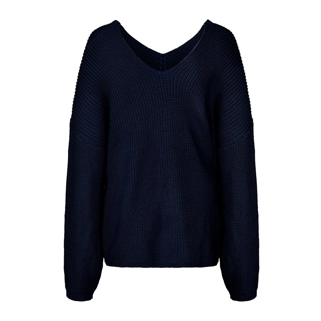 Women's Sweater Casual Long Sleeve V Neck Solid Loose Chunky Knit Pullover Tops