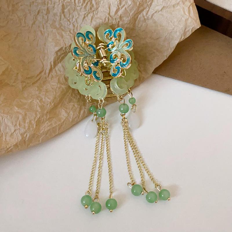 Butterfly water drop fringed hairpin personalized creative side grab clip retro national tide atmosphere hair accessories