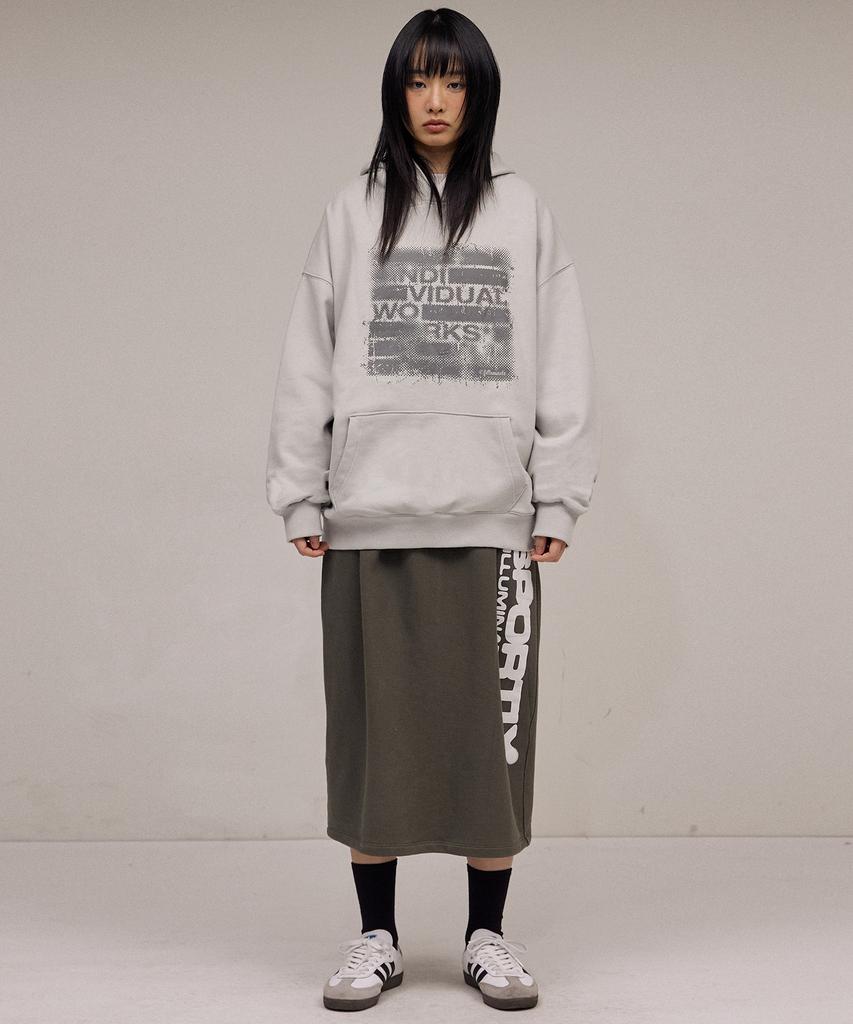 Hidden Damaged Logo Hoodie - Grey