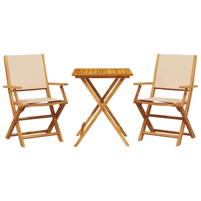 VidaXL 3-piece Bistro Set Beige Fabric and Solid Wood, Garden Bistro Set, Balcony Set, Set of 3281811