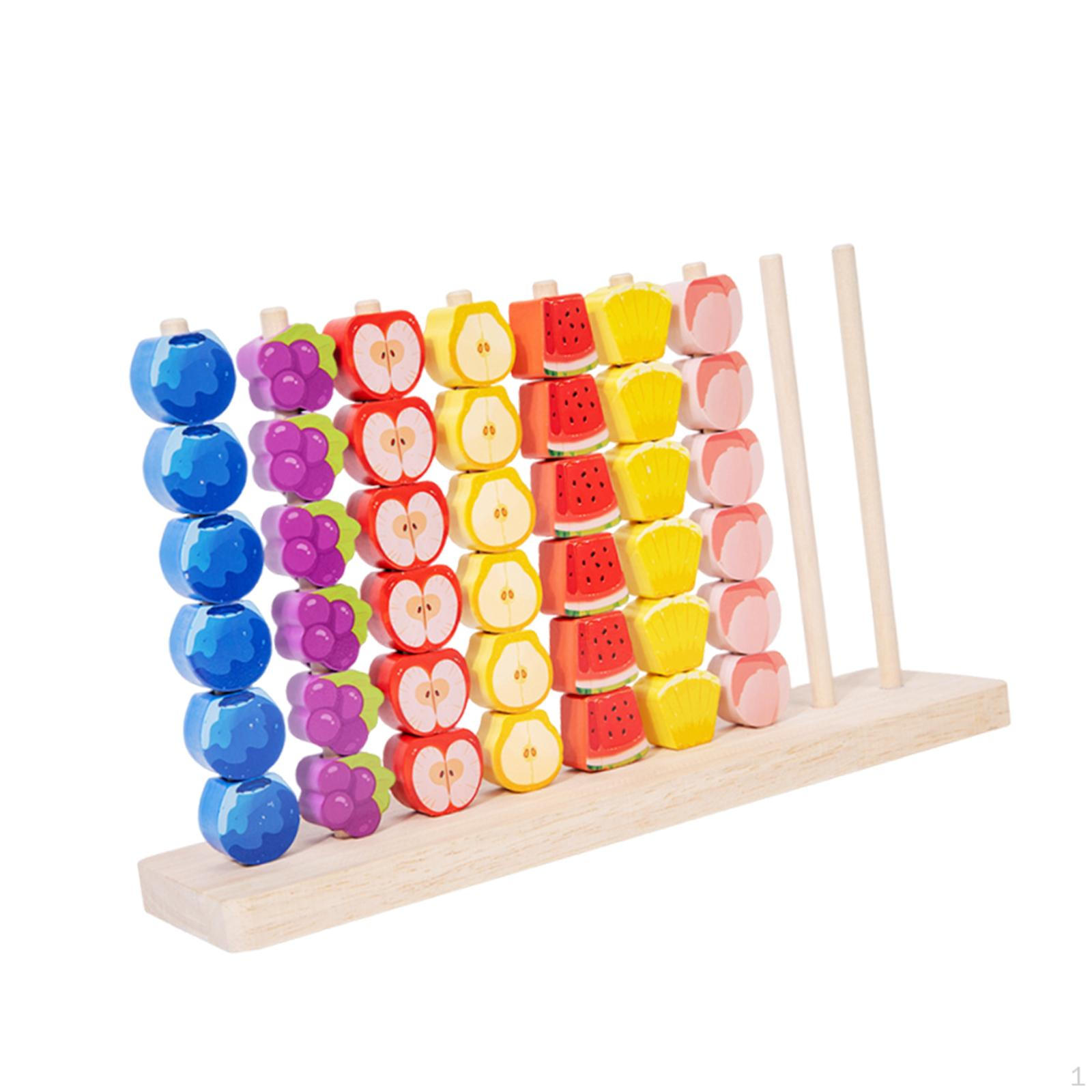 

Wooden Fruit Stacking Toys Shape Sorter Toy Game Color Sorting Sensory for Kids