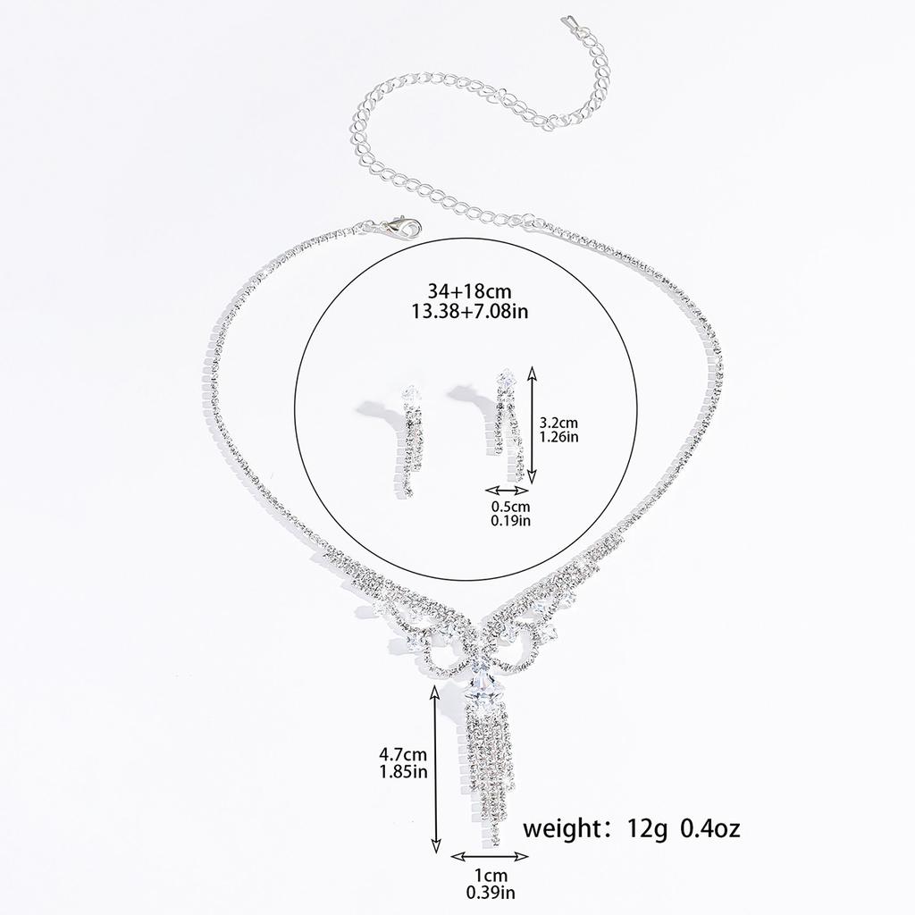 3-teiliges Damenmode Hohl-Design Quasten Halskette Ohrringe Zirkon Set Hochzeit Bankett Party Feiertagsgeschenk