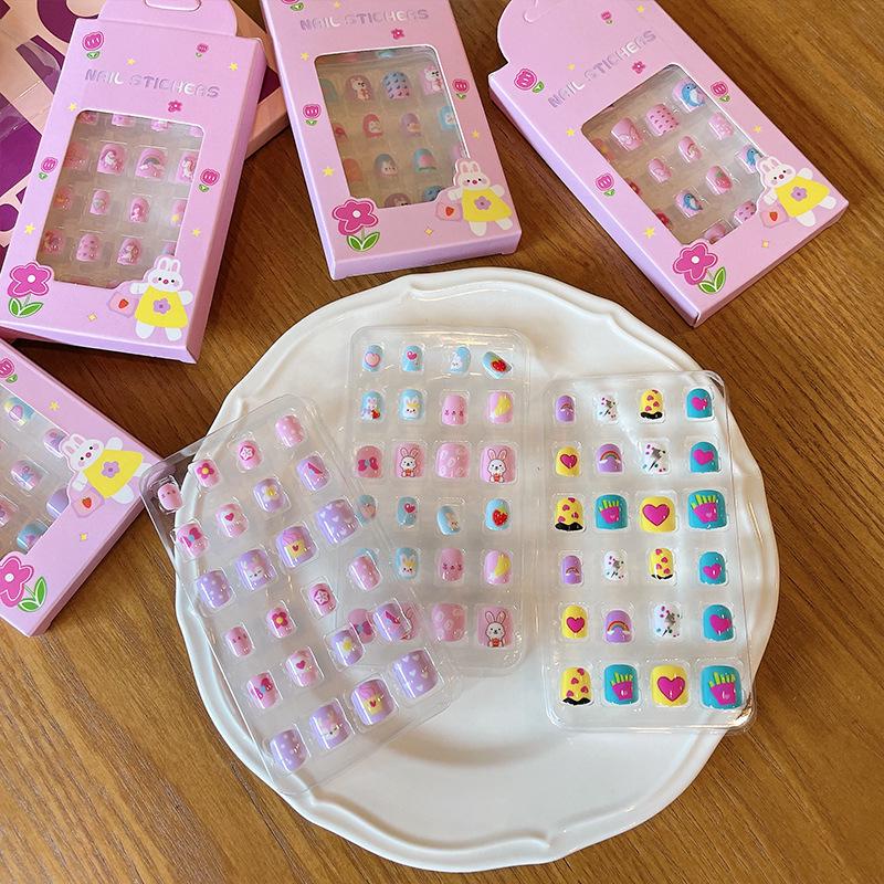 Removable Cute Cartoon Nail Stickers for Little Girls - Self-Adhesive Jelly Glue Princess Nail Art