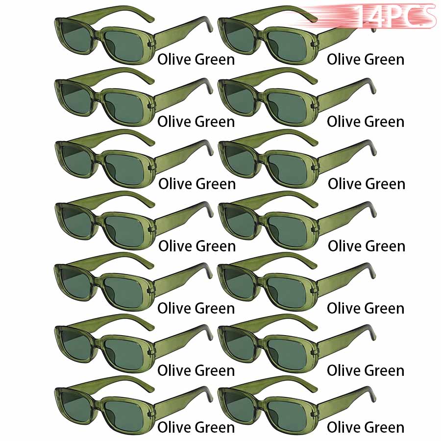 14 PCS Small Rectangle Sunglasses For Women Men Vintage Designer Square Sun Glasses Anti-glare UV400 Eyewear