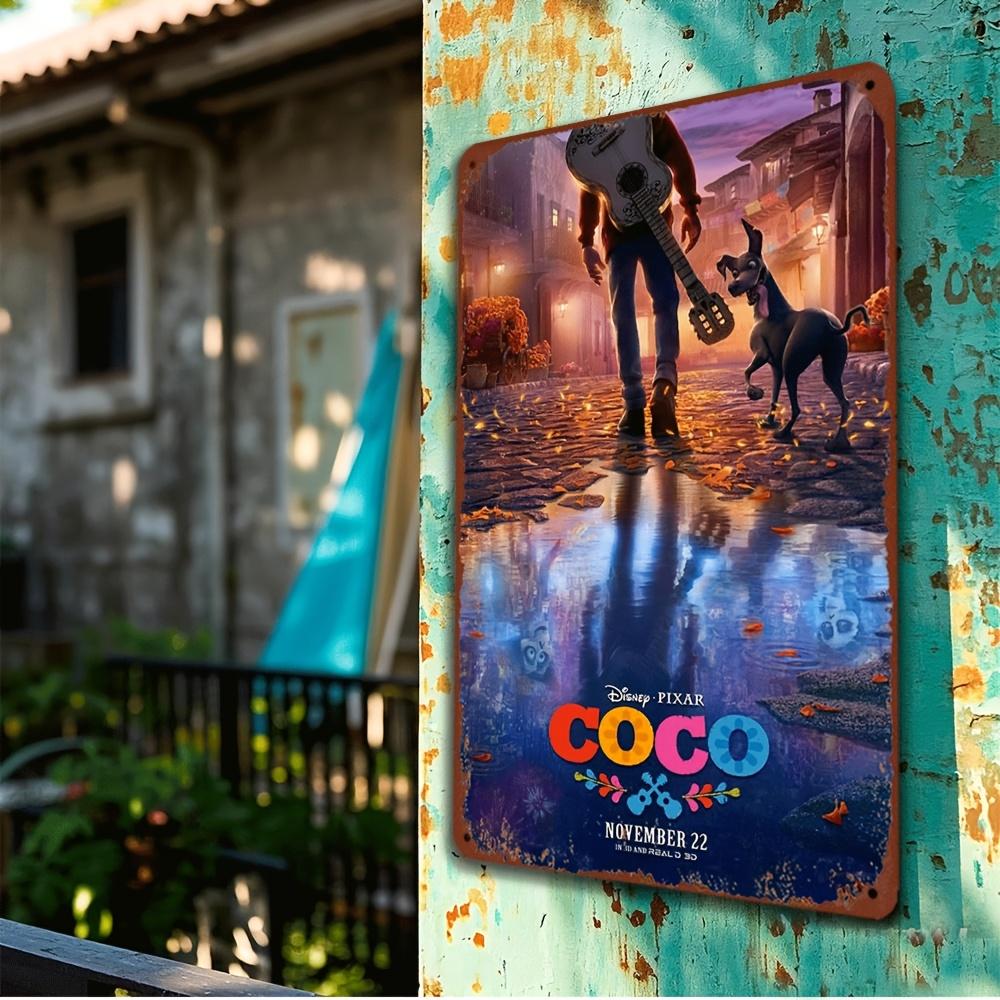 Miguel & Héctor Rivera "Coco" Wall Art - Official Licensed Iron Decor, Vibrant Street Scene with Guitar & Dog, 8x12 Inch, Perfec