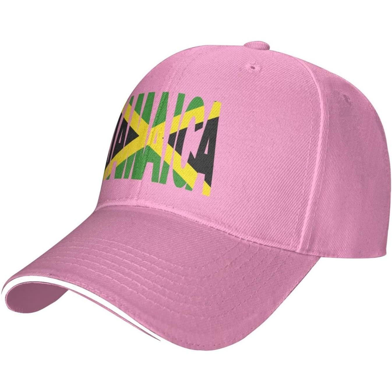 

Jamaica Flag Text Baseball Cap Polyester Adjustable Sports Outdoor Casual Adult Headwear Adjustable рожевий