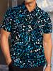 Retro Men's Printed Shirts Optical Disc Pattern Casual Shirt Oversized Top Beach Short Sleeved Hawaiian Style Shirts Men Clothes