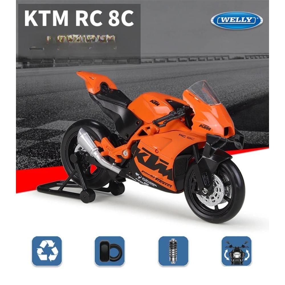 Welly 1/18 KTM RC 8C Alloy Street Sports Motorcycle Model Diecasts Metal Road Racing Motorcycle Model Simulation Childrens Gifts