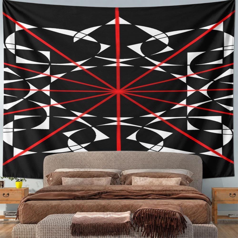 "Abstract Red and White Geometric Design" Pattern Wall Hanging Tapestry Decorative Tapestry Home Decor for Bedroom and Living Room