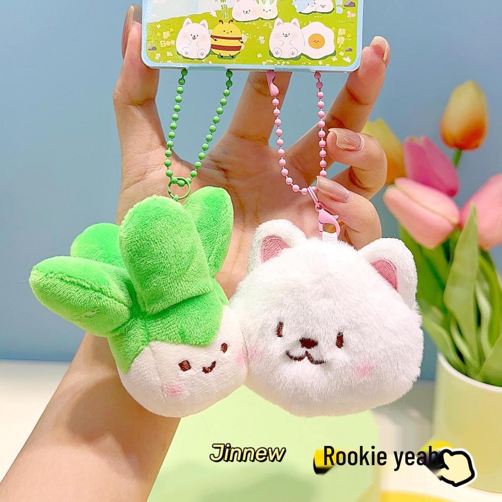 Plush Samoyed Bee Doll Keychain: Magnetic Cartoon Accessory for Children and Students' Schoolbags