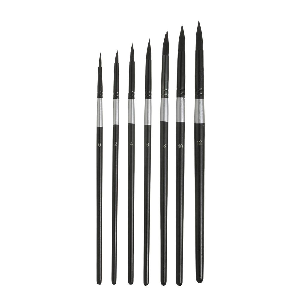 7 Pieces Black Swan Wood Nylon Wool Oil Painting Brush Acrylic Gouache Painting Set for Artists