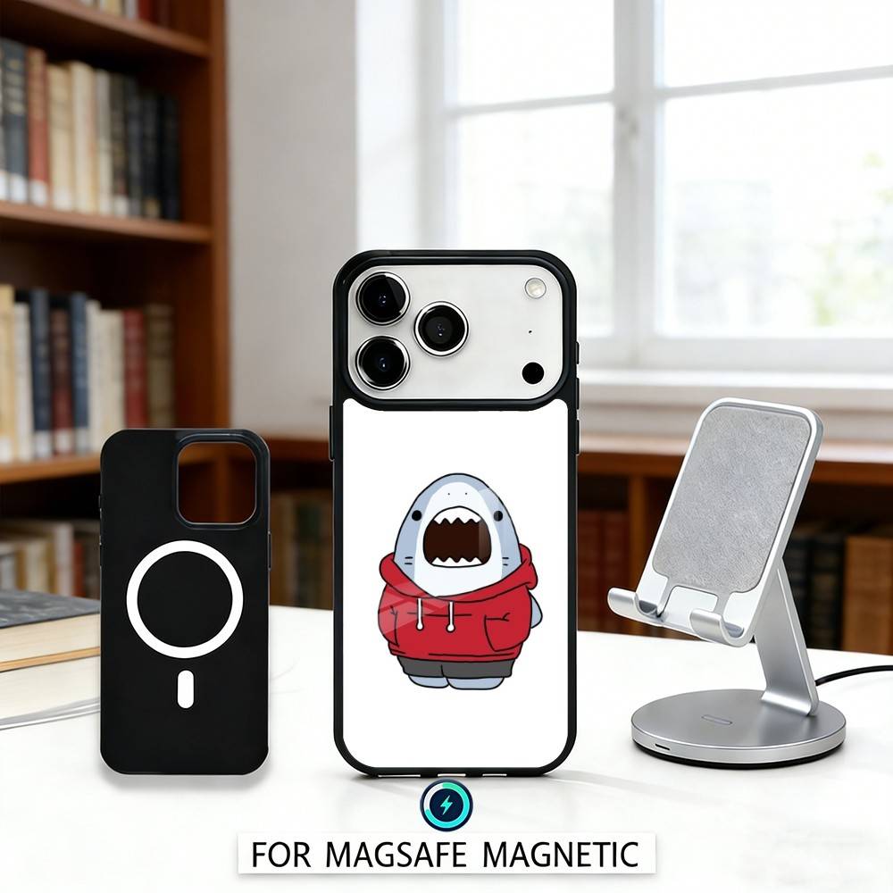 

Cute and funny cartoon shark Phone Case Magnetic For iPhone17 16 15 14 13 12 Pro Max For Magsafe Wireless Charging Cover iPhone11PRO