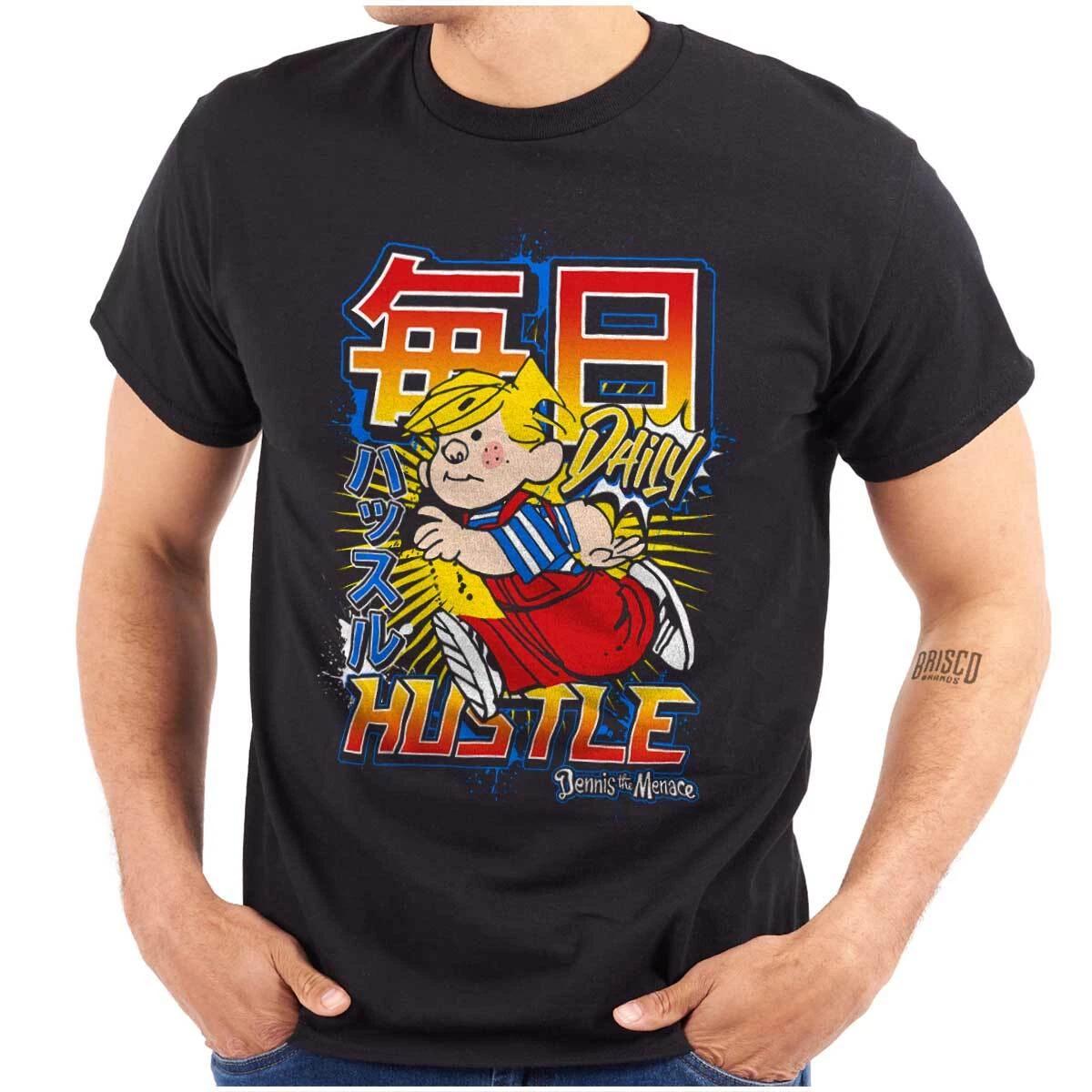 Urban Kanji Dennis The Menace Daily Hustle Womens or Mens Crewneck T Shirt Tee XXXL