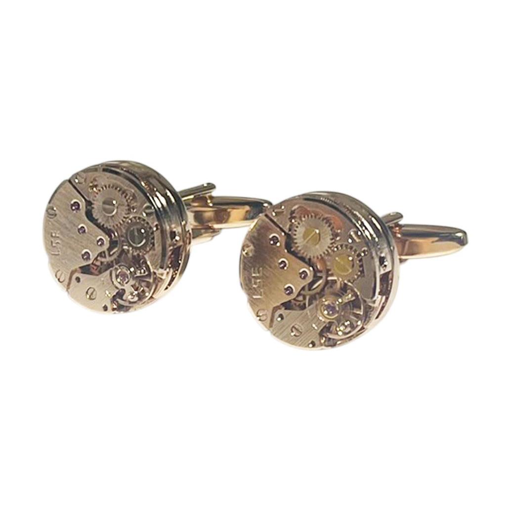 Kamakura Cufflinks Workshop Pink Gold Round Watch Movement Cufflinks Cf278