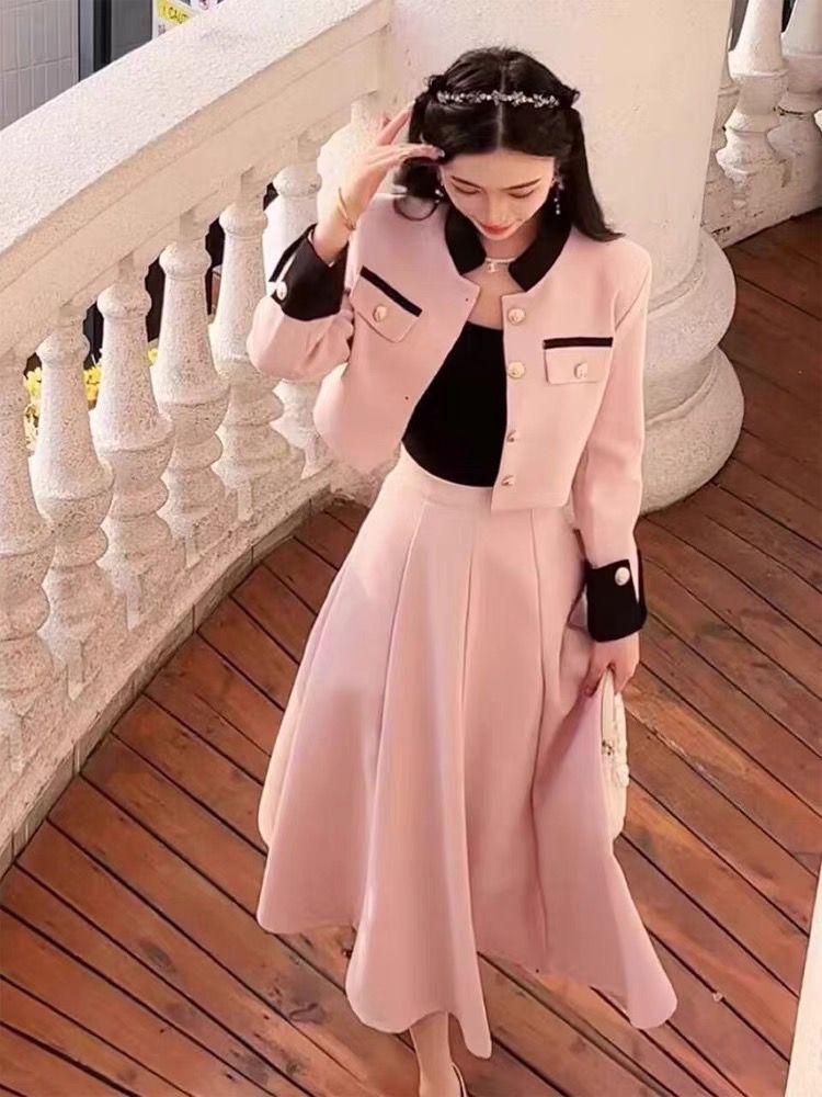 2024 Autumn/Winter French Style Socialite Suit: Short Jacket & Skirt Set for Women