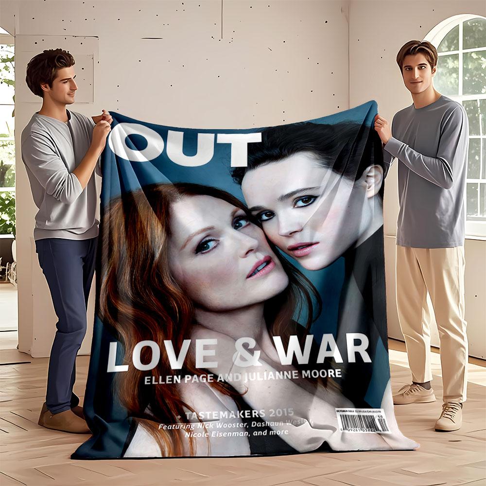 Two People Close Together with Contrasting Hair Colors On a Magazine Cover. for All Seasons Blanket Lunch Break Throw Gift