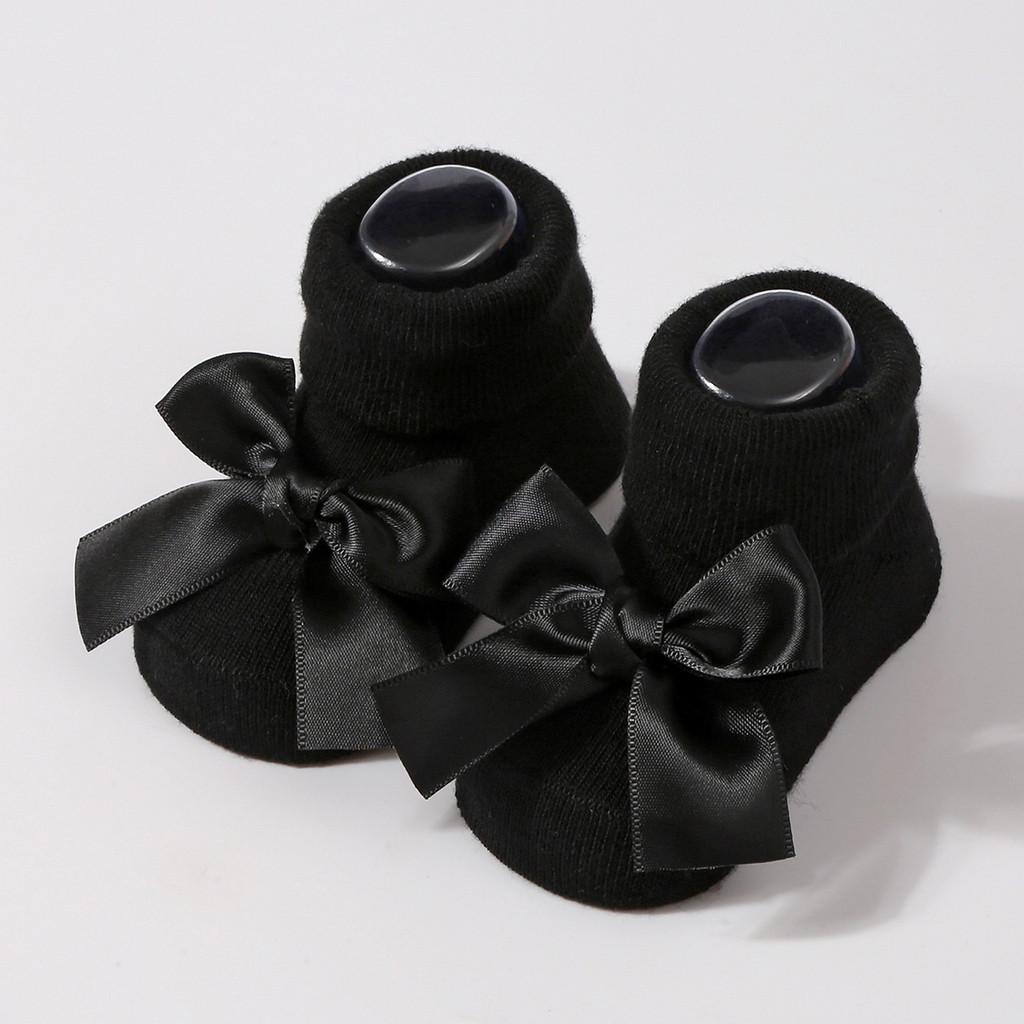 Handmade Baby Bow Tie Knit Booties Solid Color Non-Slip Sole Breathable First Walkers for Newborns & Infants
