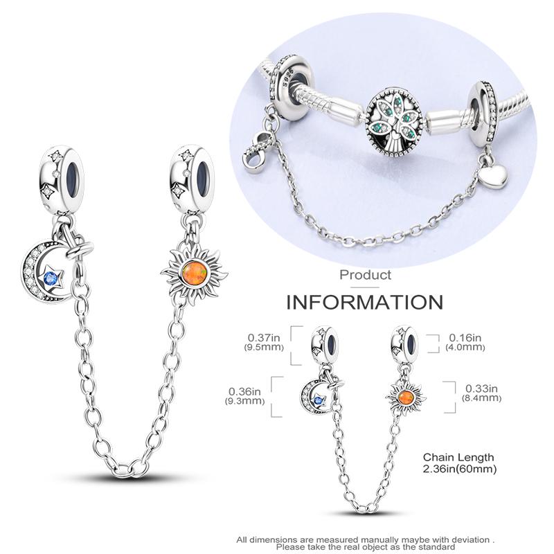 New Copper Star Moon Peach Heart Safety Chain Charm Beads Suitable For Pan Bracelets Diy Women'S Jewelry Gifts