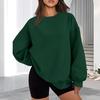 2025 Autumn/Winter Women's Solid Color Round Neck Casual Hoodie