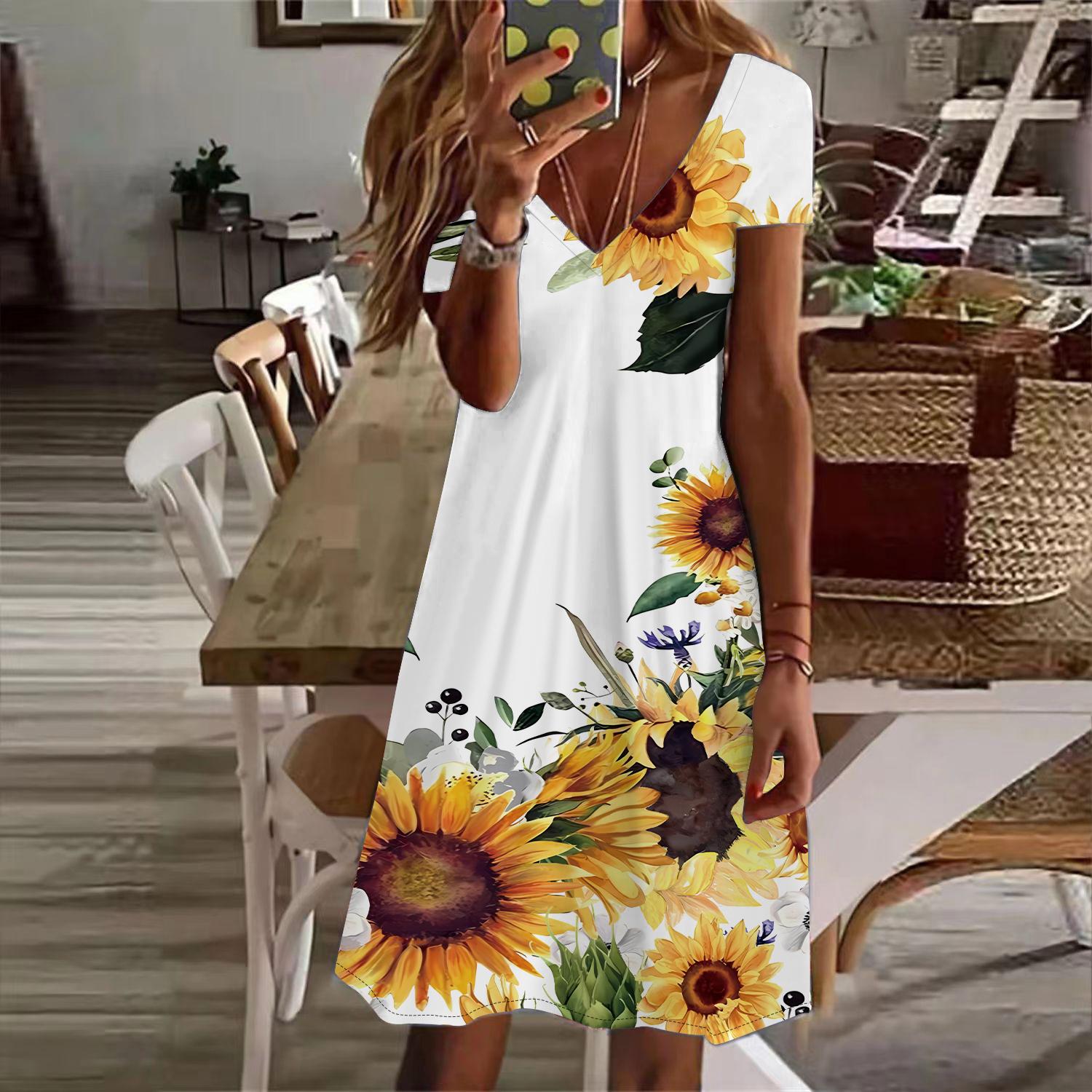 Летняя мода женское платье с V-образным вырезом и коротким рукавом зеленое платье — фото 2